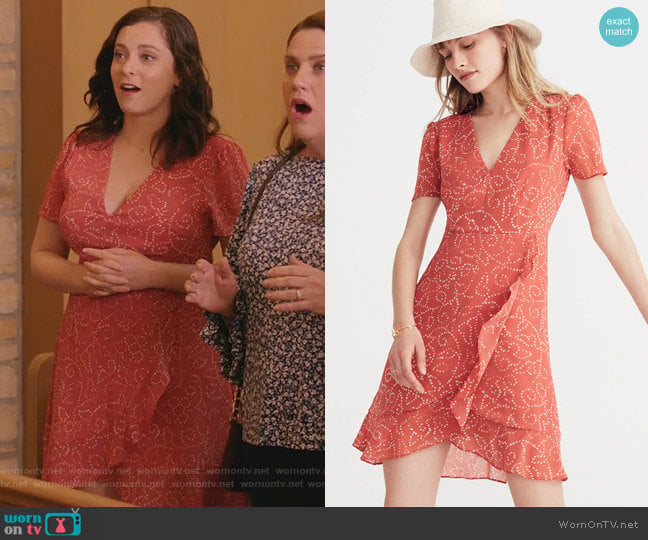 Posy Ruffle Dress in Twisted Vines by Madewell worn by Rebecca Bunch (Rachel Bloom) on Crazy Ex-Girlfriend