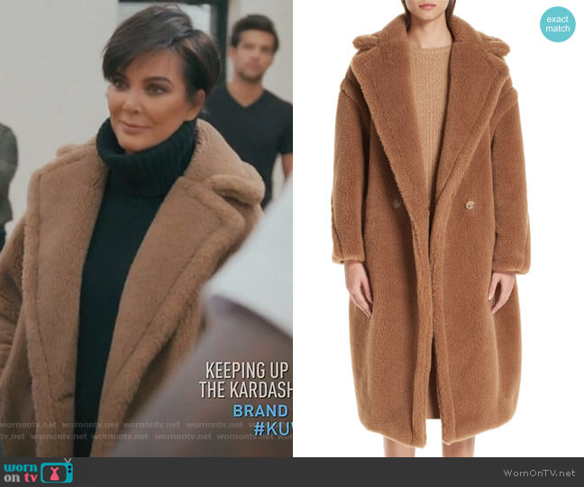 Teddy Bear Icon Faux Fur Coat by Max Mara worn by Kris Jenner on Keeping Up with the Kardashians