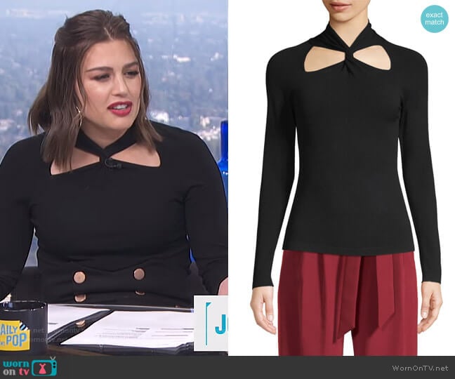 Twist-Neck Pullover Sweater by Milly worn by Carissa Loethen Culiner on E! News