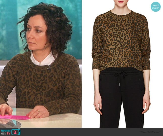 Saguro Leopard-Print Cotton Sweatshirt by NSF worn by Sara Gilbert on The Talk