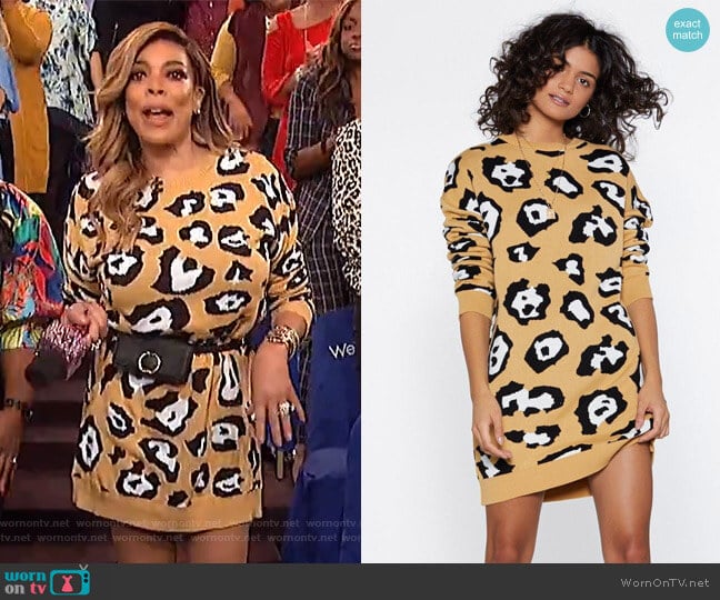 Take Meow-t Leopard Sweater Dress by Nasty Gal worn by Wendy Williams on The Wendy Williams Show