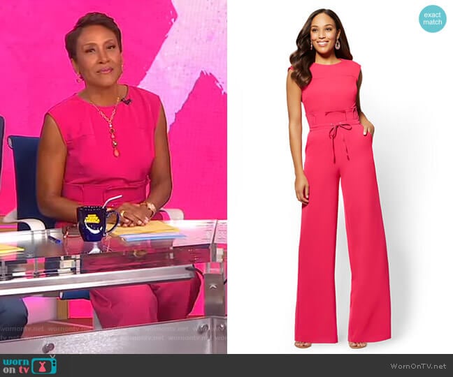 WornOnTV: Robin’s pink tie waist jumpsuit on Good Morning America ...