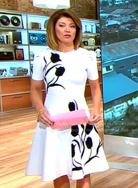 Norah’s white tulip print dress on CBS This Morning