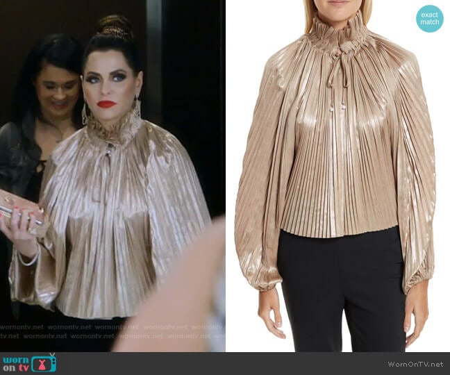 Foil Pleated Top by Opening Ceremony worn by D’Andra Simmons on The Real Housewives of Dallas