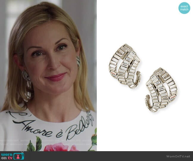 Baroque Baguette Crystal Clip-On Earrings by Oscar de la Renta worn by Melissa Daniels (Kelly Rutherford) on Dynasty