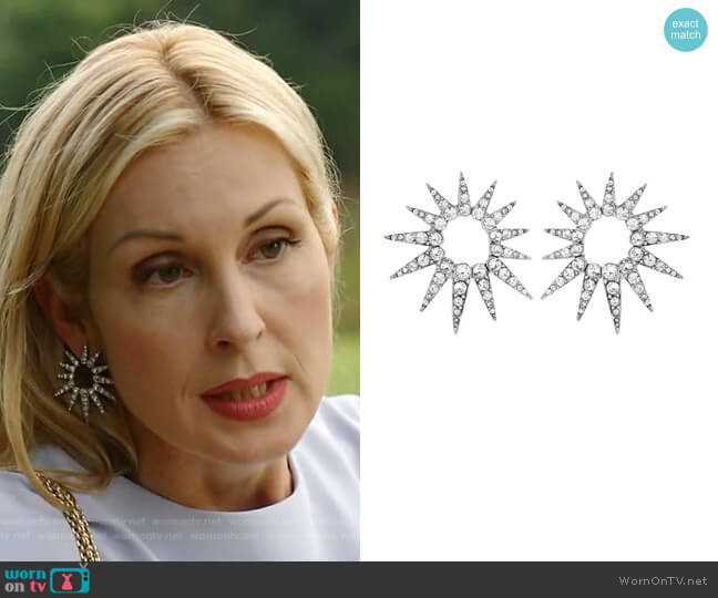 Crystal starburst earrings by Oscar de la Renta  worn by Melissa Daniels (Kelly Rutherford) on Dynasty