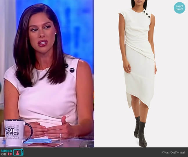 Cap-Sleeve Textured Crepe Asymmetric Midi Dress by Proenza Schouler worn by Abby Huntsman on The View