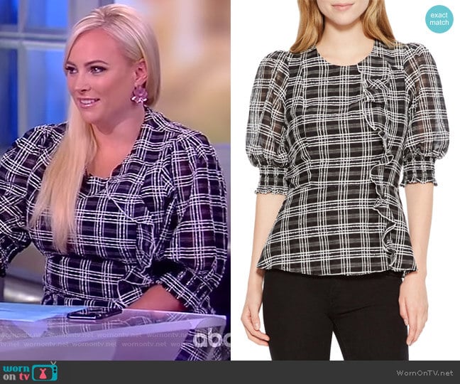 Calli Check Blouse by Parker worn by Meghan McCain on The View