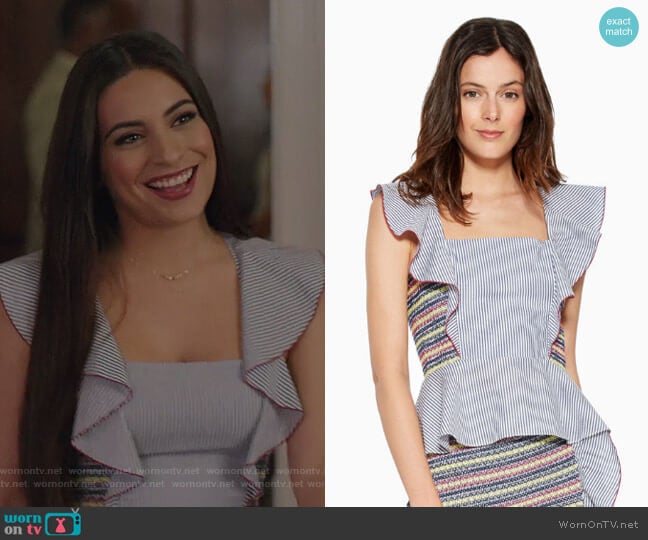 Solange Top by Parker worn by Cristal Jennings (Daniella Alonso) on Dynasty