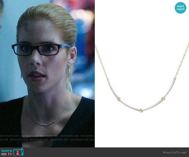 Peggy Li Square Tube Mixed Necklace  worn by Felicity Smoak (Emily Bett Rickards) on Arrow