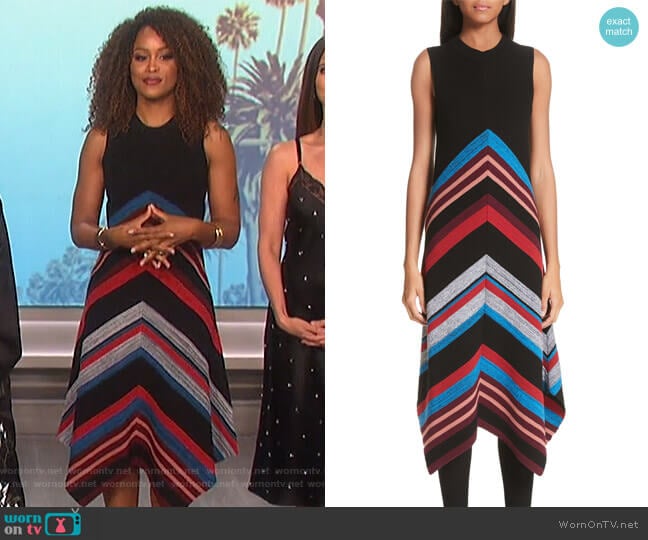 Chevron Stripe Wool & Silk Blend Ottoman Dress by Proenza Schouler worn by Eve on The Talk