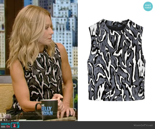 Flock Printed Crop Top by Proenza Schouler worn by Kelly Ripa on Live with Kelly and Mark