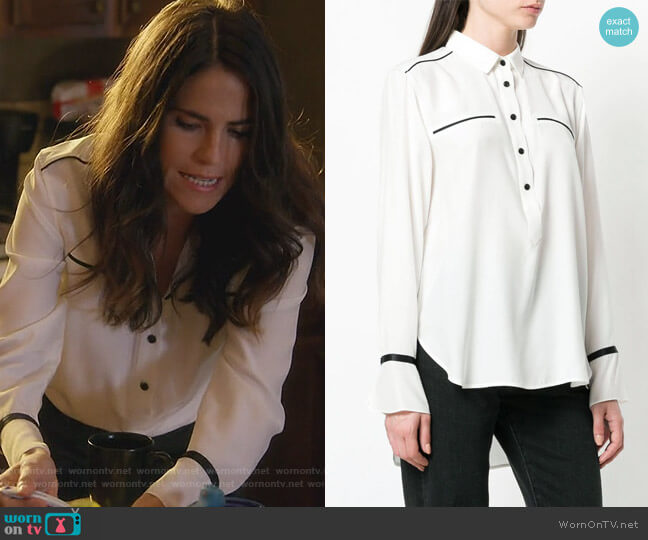 Contrast Detail Buttoned Shirt by Rag & Bone worn by Laurel Castillo (Karla Souza) on How to Get Away with Murder