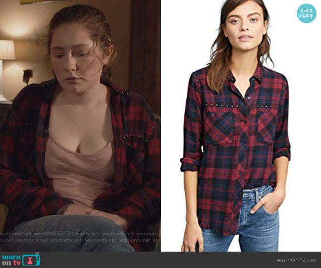 Rex Plaid Button-Front Studded Shirt by Rails worn by Debbie Gallagher (Emma Kenney) on Shameless