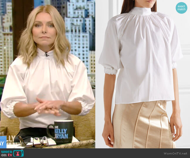WornOnTV: Kelly’s white balloon sleeve blouse on Live with Kelly and ...