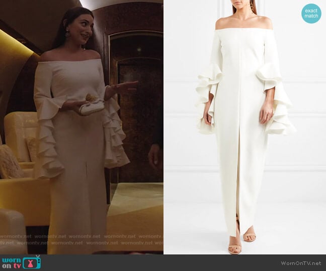 Ruffled Crepe Gown by Ellery worn by Cristal Jennings (Daniella Alonso) on Dynasty