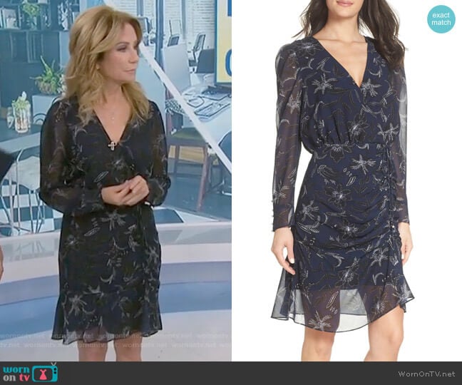 Floral Chiffon Faux Wrap Dress by Sam Edelman worn by Kathie Lee Gifford on Today