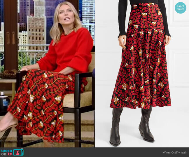 WornOnTV: Kelly’s red sweater and floral print skirt on Live with Kelly ...