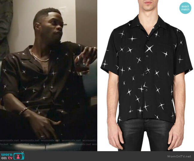 Electric Star Button-Down Shirt by Saint Laurent worn by Jeff Colby (Sam Adegoke) on Dynasty