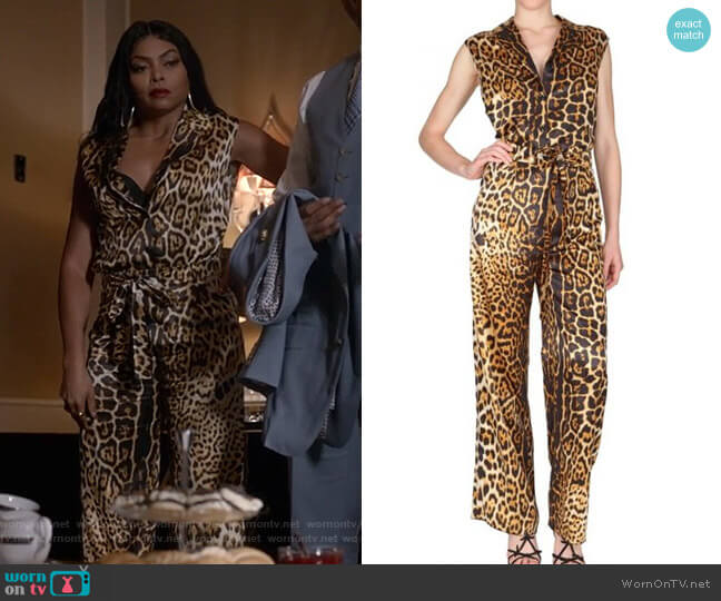 Leopard Silk Satin Jumpsuit by Saint Laurent worn by Cookie Lyon (Taraji P. Henson) on Empire