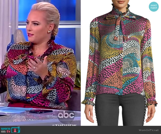 WornOnTV: Meghan’s multi-colored dotted blouse on The View | Meghan ...