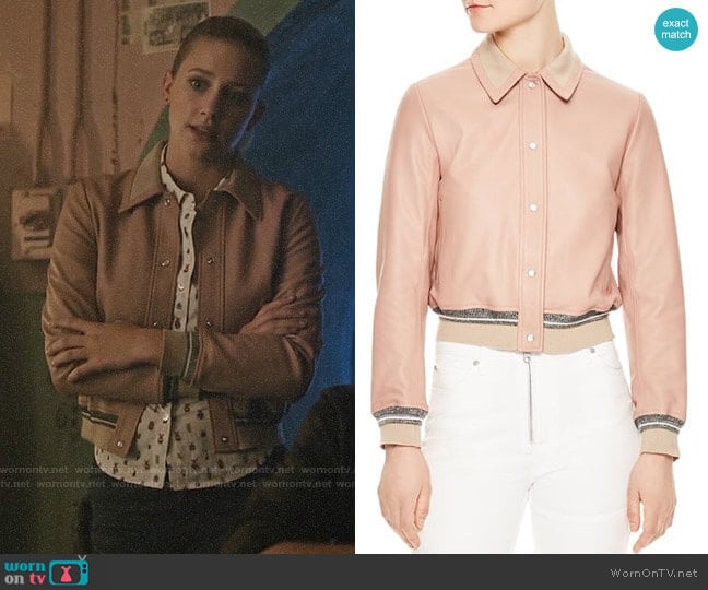 Sandro Biopic Collared Bomber Jacket  worn by Betty Cooper (Lili Reinhart) on Riverdale