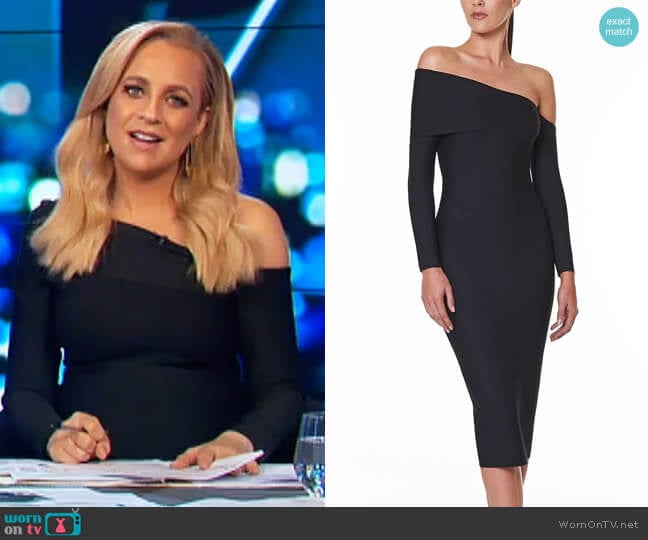 Valeria Off The Shoulder Bodycon Dress by Santina Nicole worn by Carrie Bickmore on The Project