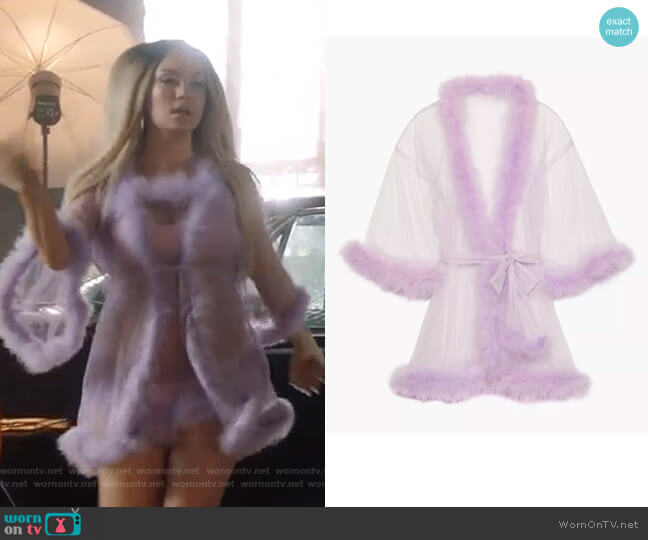 Sheer Marabou Short Robe by Savage x Fenty worn by Star Davis (Jude Demorest) on Star