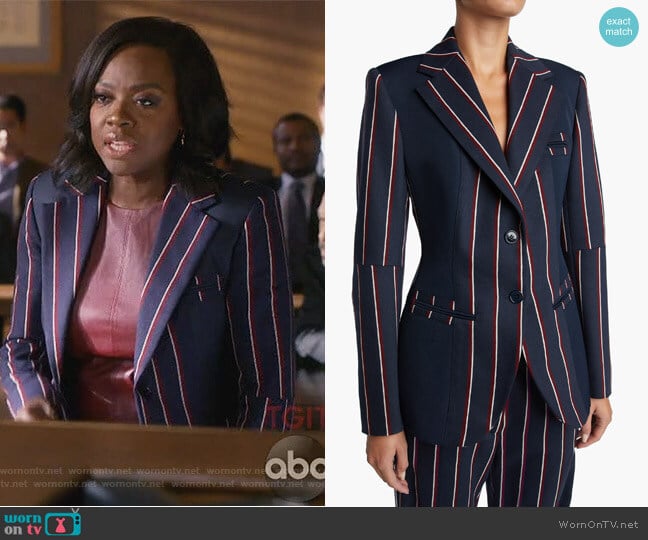 Striped Wool Jacket by Sportmax worn by Annalise Keating (Viola Davis) on How to Get Away with Murder