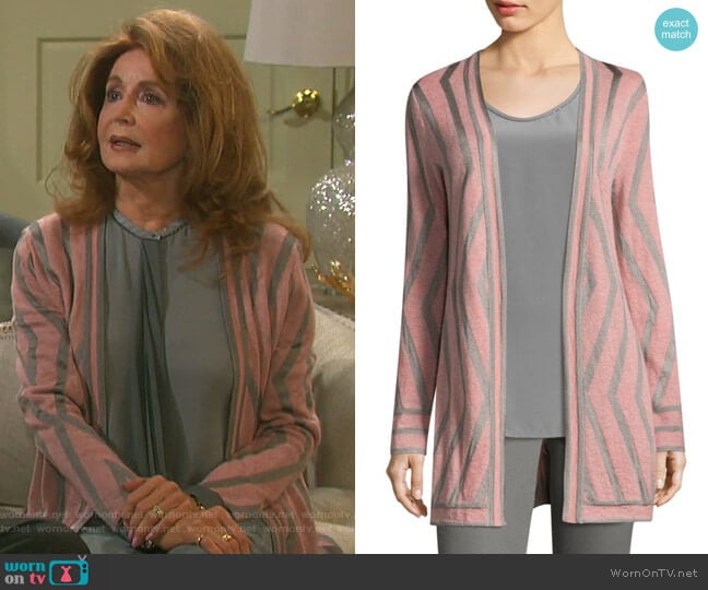 Matte Jacquard Knit Cardigan by St. John Collection worn by Maggie Horton (Suzanne Rogers) on Days of our Lives