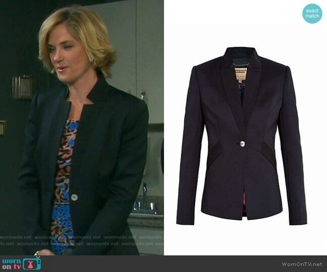 Aaleeya Ottoman Blazer by Ted Baker worn by Eve Donovan (Kassie DePaiva) on Days of our Lives