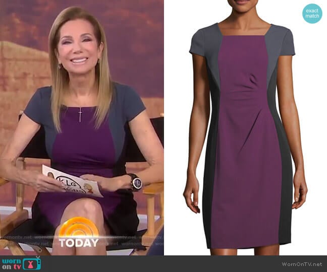 Colorblock Short-Sleeve Sheath Dress by Tahari ASL worn by Kathie Lee Gifford on Today