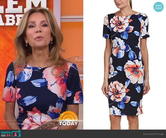 Floral Scuba Crepe Sheath Dress by Tahari ASL worn by Kathie Lee Gifford on Today