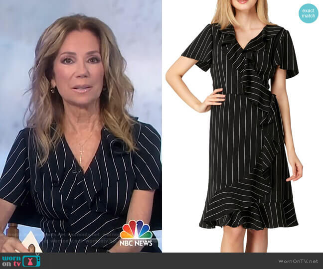 WornOnTV: Kathie’s black pinstriped wrap dress on Today | Kathie Lee ...