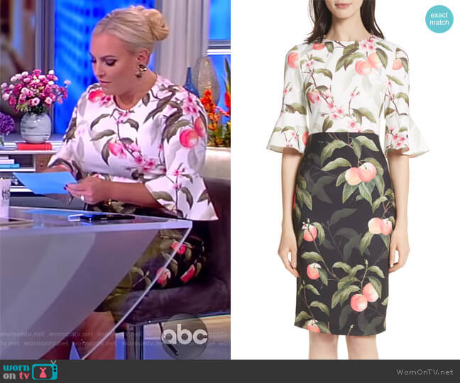 Peach Blossom Sheath Dress by Ted Baker worn by Meghan McCain on The View