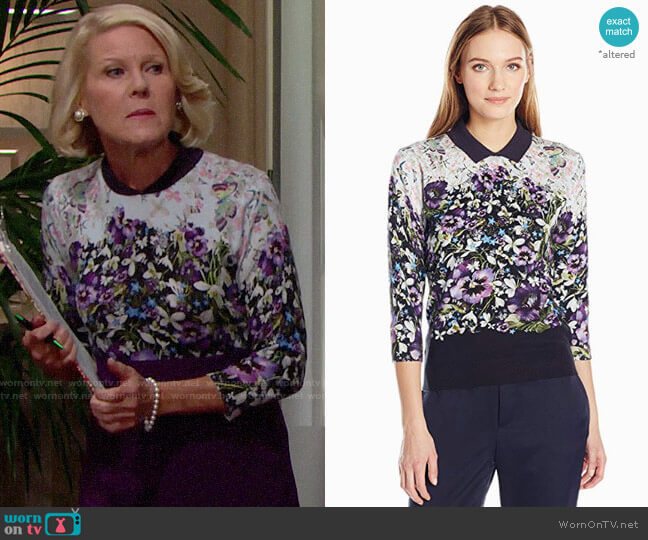 Ted Baker Ibele Entangled Enchantment Sweater worn by Pamela Douglas (Alley Mills) on The Bold & the Beautiful