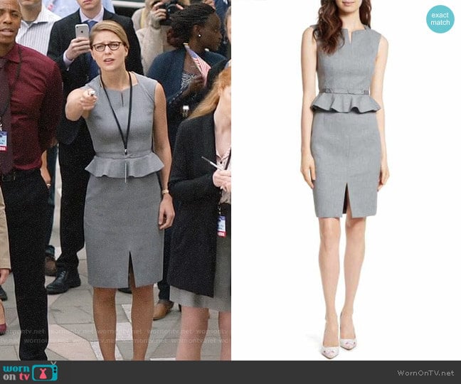 WornOnTV Kara s grey peplum dress on Supergirl Melissa Benoist