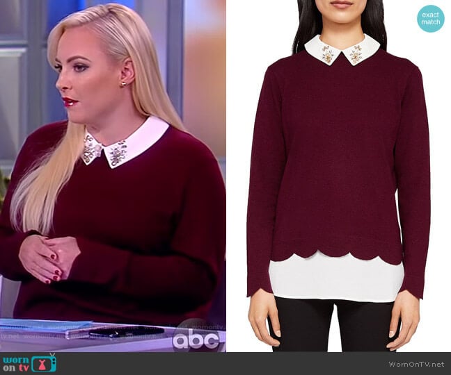 Suzaine Embellished Layered-Look Sweater by Ted Baker worn by Meghan McCain  on The View