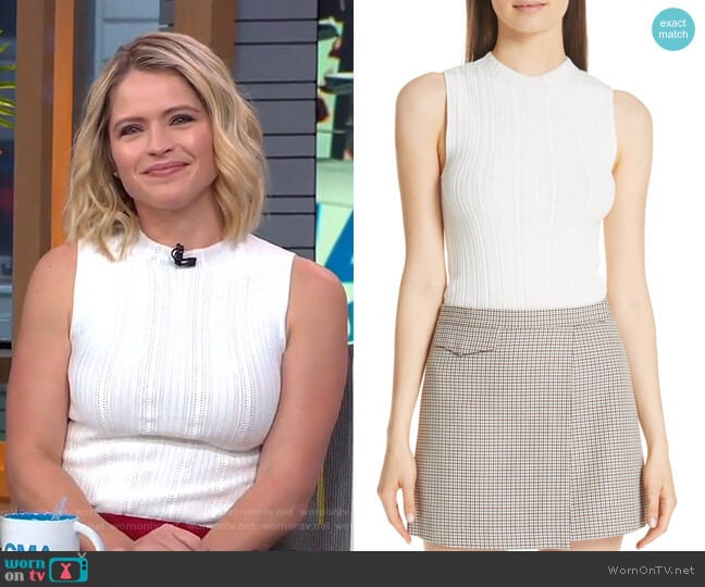 Pointelle Knit Shell by Theory worn by Sara Haines on Good Morning America