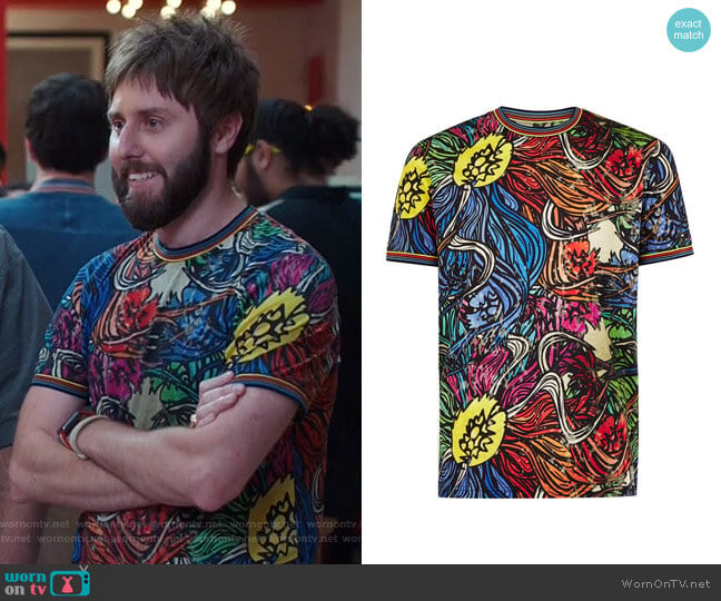 Multicoloured Floral T-Shirt by Topman worn by Chewey (James Buckley) on I Feel Bad