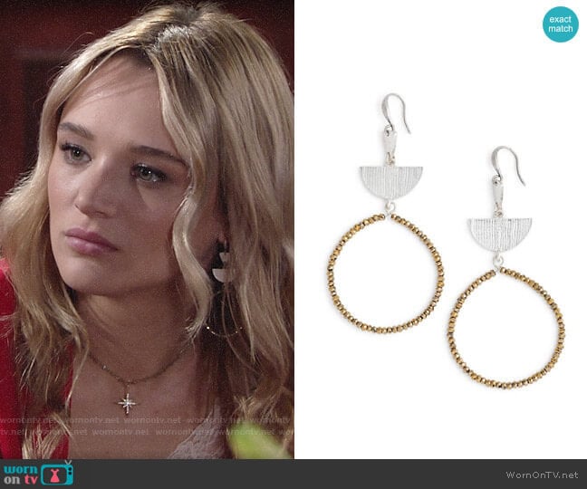 Treasure & Bond Etched Plate Beaded Earrings worn by Summer Newman (Hunter King) on The Young and the Restless