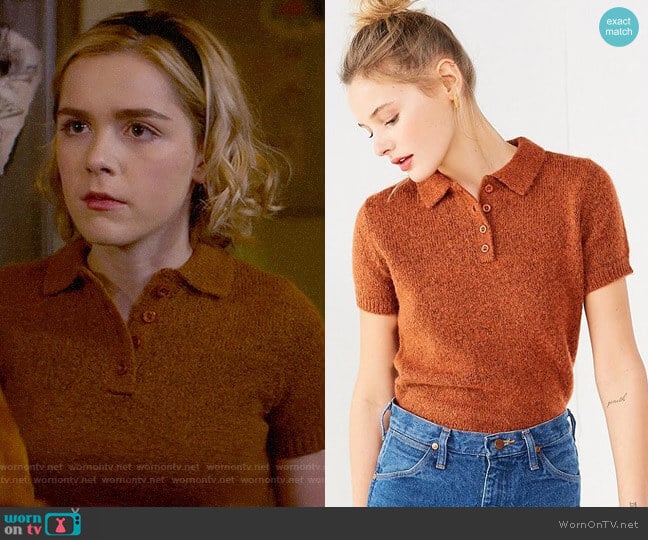 Sabrina’s textured polo top on Chilling Adventures of Sabrina