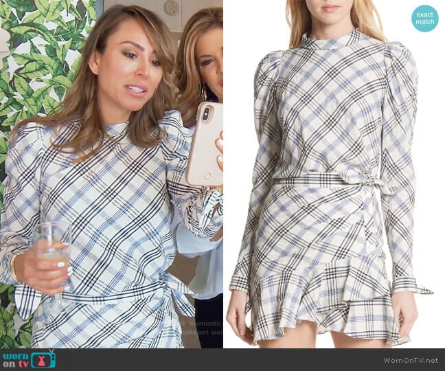 Isabel Check Top and skirt by Veronica Beard worn by Kelly Dodd on The Real Housewives of Orange County