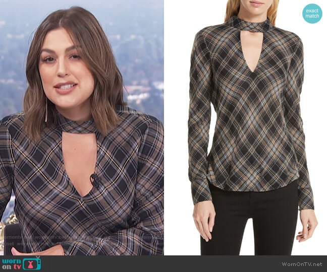 Wade Metallic Plaid Top by Veronica Beard worn by Carissa Loethen Culiner on E! News