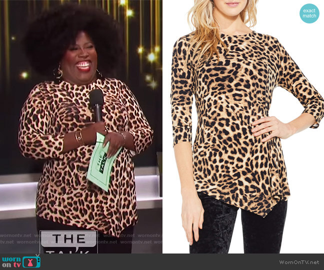 Leopard Print Asymmetrical Hem Top by Vince Camuto worn by Sheryl Underwood on The Talk