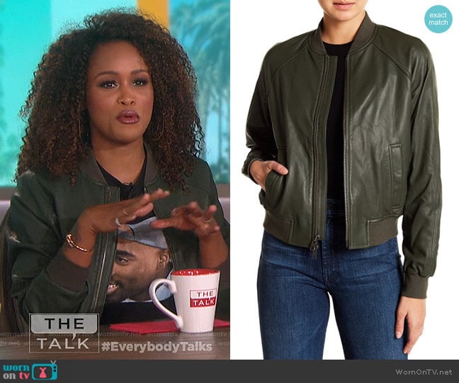 Leather Bomber Jacket by Vince worn by Eve on The Talk