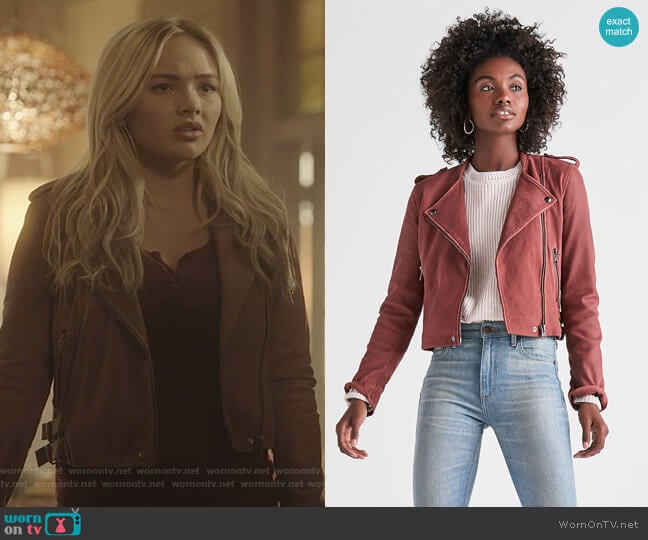 Washed Leather Moto Jacket by Lucky Brand worn by Lauren Strucker (Natalie Alyn Lind) on The Gifted