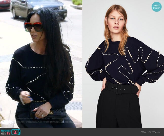 Pearl Sweater by Zara worn by LeeAnne Locken on The Real Housewives of Dallas