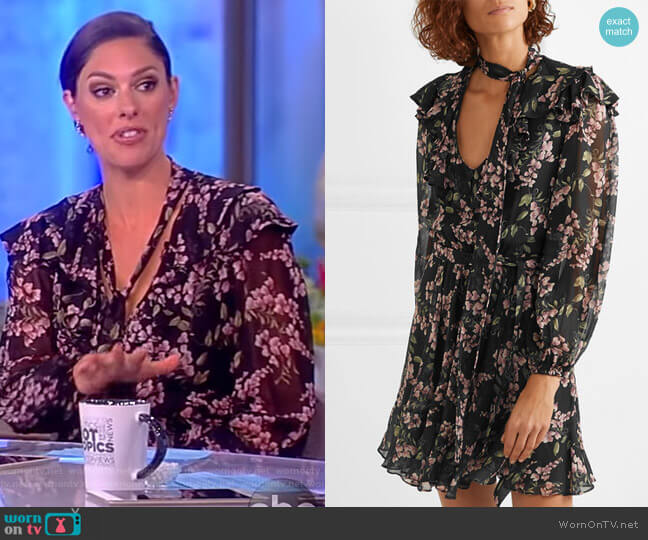 Fleeting Floral Tie Flounce Dress by Zimmermann worn by Abby Huntsman  on The View