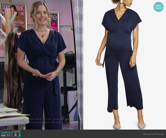 A Pea in the Pod Wide Leg Jumpsuit worn by Hope Logan (Annika Noelle) on The Bold & the Beautiful